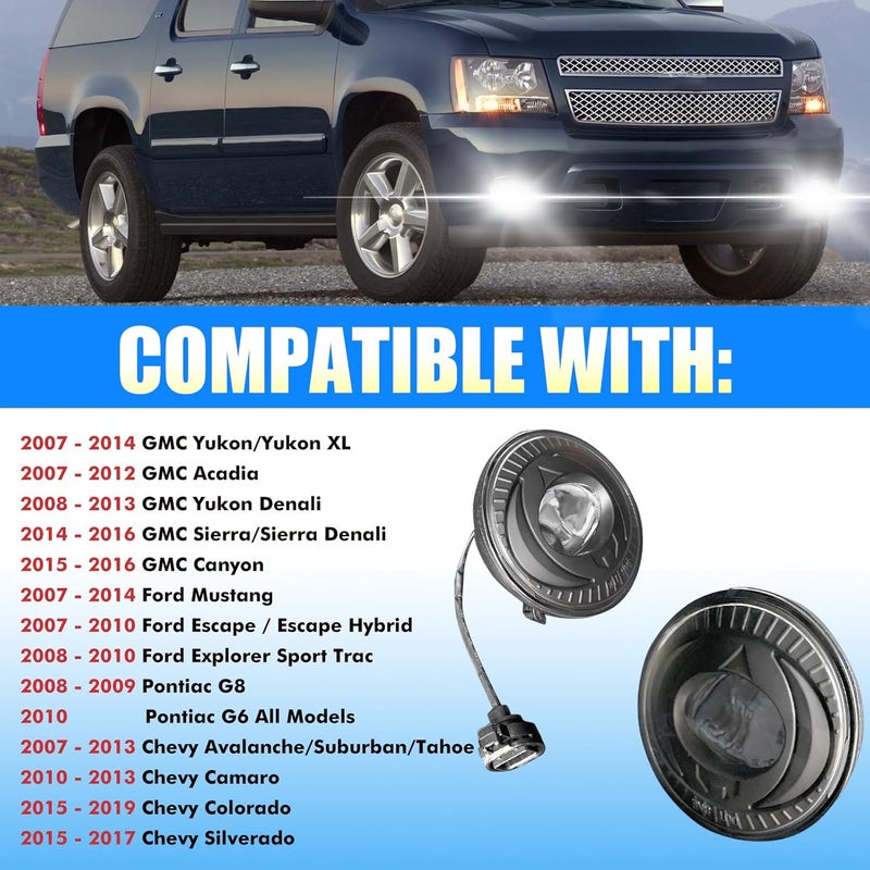 BOXLIGHT LED Fog Lights Compatible with 2007-2014 Chevy Suburban Tahoe, 2007-2013 Avalanche Camaro, 2015-2016 Colorado Silverado, 2007-2016 GMC Acadia Yukon XL Sierra Denali- Left & Right Side - Image 2